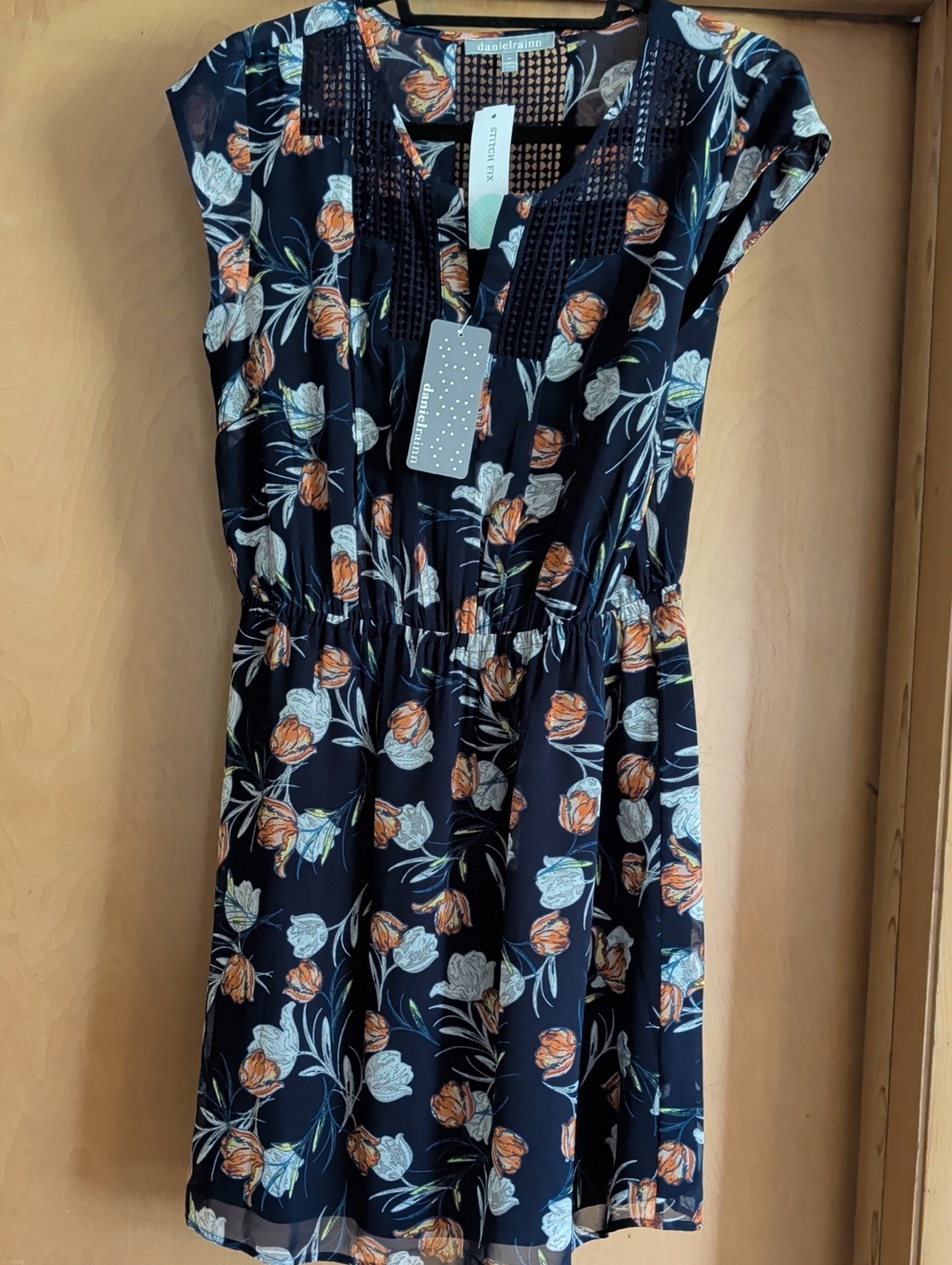 Daniel Rainn Navy Floral Dress Medium